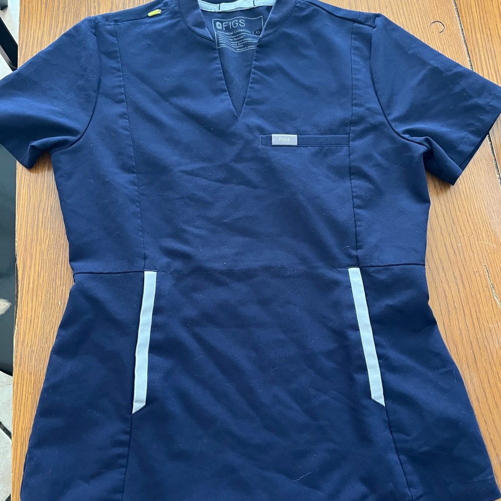 Figs Deep Blue Technical Scrub Top